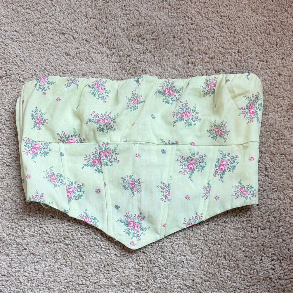 Princess Polly Floral Yellow Strapless Sweetheart Corset Top